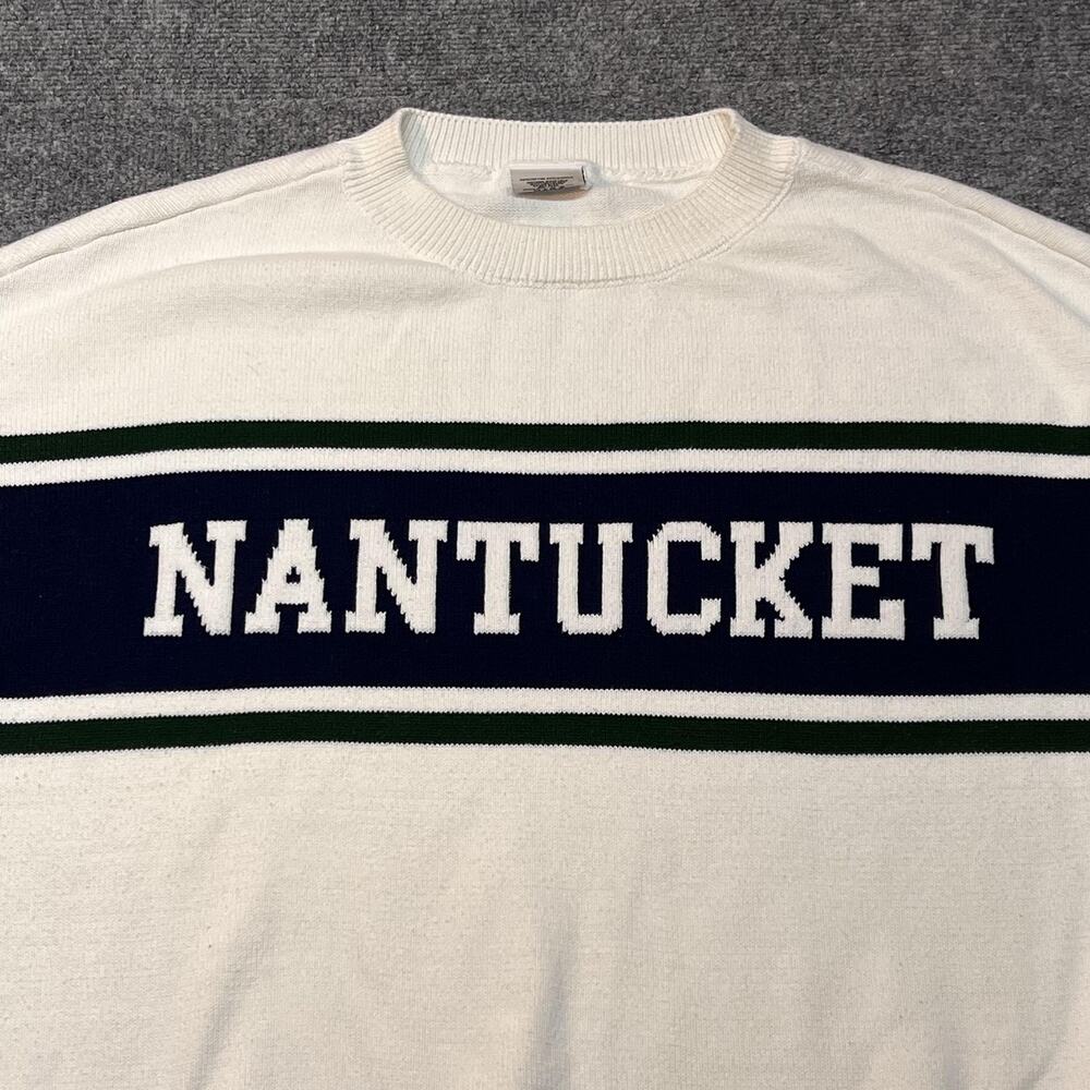 Moonrise Sweater Mens XL White Nantucket Graphic Crewneck Pullover Knit Preppy - Picture 2 of 8